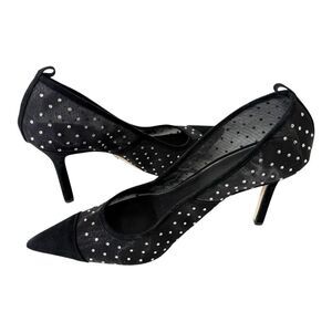 Paige Women's Silva Black Mesh Pointed Cap Toe Rhinestones Heeled Pump Size 11